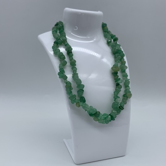 2Piece Green Aventurine Natural Stone Necklace - Picture 2 of 8